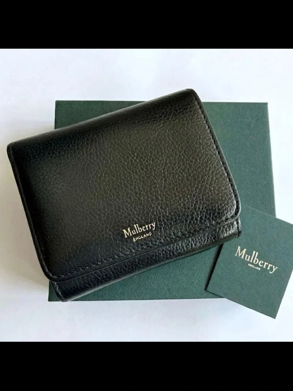 Mulberry Black Pebbled Leather Fold Wallet